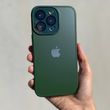 Чехол для iPhone 14 Plus Стеклянный матовый + стекло на камеру с микрофиброй TPU+Glass Sapphire Midnight Forest green