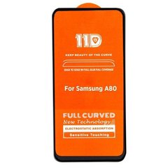 5D + (11d) скло для Samsung Galaxy А80 Black Повний клей, Черный