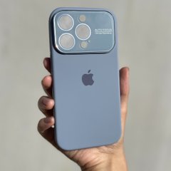Чехол для iPhone 13 Pro Silicone case AUTO FOCUS + стекло на камеру Blue