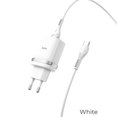 Адаптер сетевой HOCO Type-C cable Smart FCP/AFC C12Q |1USB, 3A, 18W, QC3.0| white