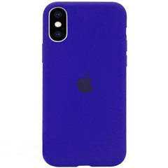 Чохол silicone case for iPhone XS Max з мікрофіброю і закритим низом Shiny blue