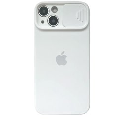 Чехол для iPhone 14 Silicone with Logo hide camera + шторка на камеру White