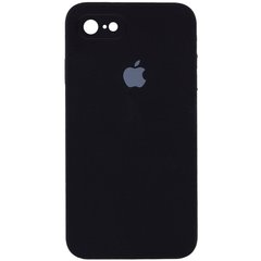 Чехол для Apple iPhone 7 / 8 / SE (2020) Silicone Full camera закрытый низ + защита камеры (Черный / Black) квадратные борты