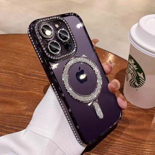 Чехол для iPhone 16 Pro Diamond Shining with MagSafe Purple