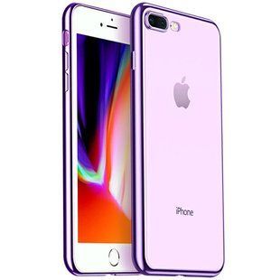 Прозорий силіконовий чохол з глянсовою окантовкою Full Camera для Apple iPhone 7 plus / 8 plus (5.5) Бузковий