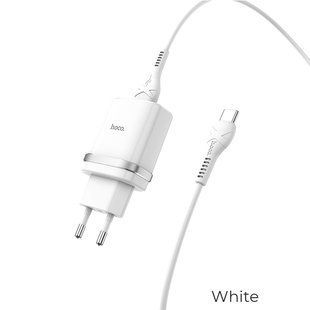 Адаптер мережевий HOCO Type-C cable Smart FCP / AFC C12Q | 1USB, 3A, 18W, QC3.0 | white