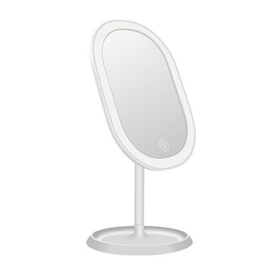 Зеркало овальное с LED подсветкой для макияжа Белое W-37 зеркало настольное для макияжа с подсветкой