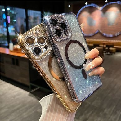 Чехол с блестками, стразами для Iphone 15 Luxury Diamond Full Shine + защита камеры