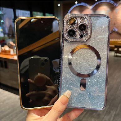 Чехол с блестками, стразами для Iphone 15 Luxury Diamond Full Shine + защита камеры