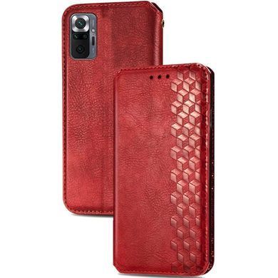 Кожаный чехол книжка GETMAN Cubic (PU) для Xiaomi Redmi Note 10 Pro Красный