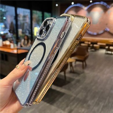 Чехол с блестками, стразами для Iphone 15 Luxury Diamond Full Shine + защита камеры