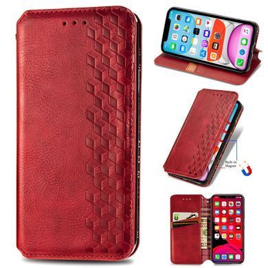 Кожаный чехол книжка GETMAN Cubic (PU) для Xiaomi Redmi Note 10 Pro Красный