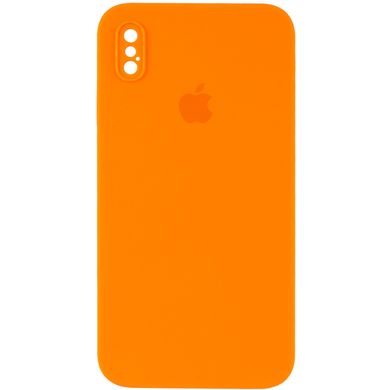 Чохол для iPhone X/Xs Silicone Full camera закритий низ + захист камери (Помаранчевий / Bright Orange) квадратні борти