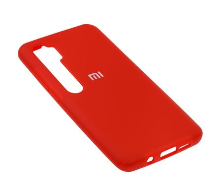 Чехол для Xiaomi Mi Note 10 Silicone Full Красный с закрытым низом и микрофиброй