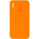 Чехол для iPhone X/Xs Silicone Full camera закрытый низ + защита камеры (Оранжевый / Bright Orange) квадратные борты