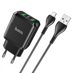 Адаптер мережевий HOCO Micro USB Cable Charmer dual port charger set N6 | 2USB, 3A, 2xQC3.0, 18W | (Safety Certified) black