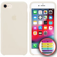 Чохол silicone case for iPhone 7/8 з мікрофіброю і закритим низом White / Білий