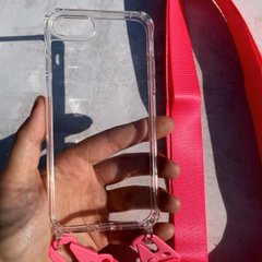 Чехол для iPhone 7 / 8 прозрачный с ремешком Hot Pink