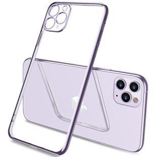 Прозорий силіконовий чохол глянсова окантовка Full Camera для Apple iPhone 12 Pro (6.1"") Бузковий