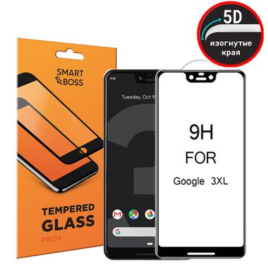5D стекло изогнутые края для Google Pixel 3 XL Black Premium Smart Boss™ Черное
