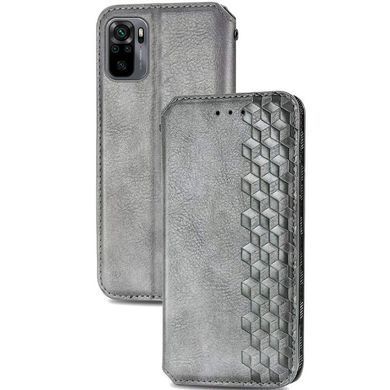 Кожаный чехол книжка GETMAN Cubic (PU) для Xiaomi Redmi Note 10 Pro Серый