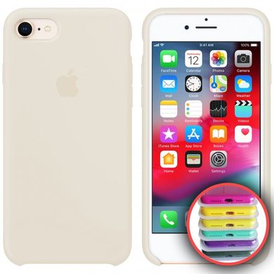 Чехол silicone case for iPhone 7/8 с микрофиброй и закрытым низом White / Белый