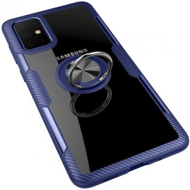 Чехол для Samsung Galaxy A71 (A715) Deen CrystalRing с кольцом темно-синий