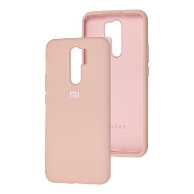 Чехол для Xiaomi Redmi 9 Silicone Full розовый песок с закрытым низом и микрофиброй