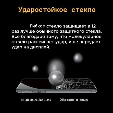 Гибкое матовое 5D стекло для Samsung Galaxy A50s Black - Не бьется и не трескается, Черный