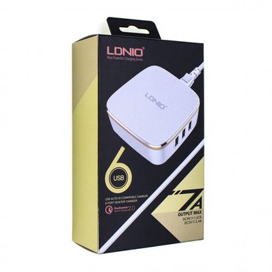 Зарядное устройство LDNIO A6704 Quick Charge 2.0 6xUSB 1,5м, White