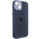 Чохол для iPhone 14 Plus Скляний матовий + скло на камеру з мікрофіброю TPU+Glass Sapphire Midnight Deep navy