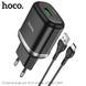 Адаптер сетевой HOCO Type-C cable Special FCP, AFC N3 |1USB, 18W/3A, QC3.0| (Safety Certified) black