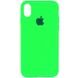 Чехол silicone case for iPhone X/XS с микрофиброй и закрытым низом Neon green