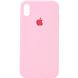 Чехол silicone case for iPhone XS Max с микрофиброй и закрытым низом Light pink