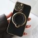 Чехол для iPhone 11 Glitter Holder Case Magsafe с кольцом подставкой + стекло на камеру Black