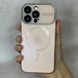Чехол для iPhone 13 Pro Стеклянный матовый + стекло на камеру Camera Lens Glass matte case with Magsafe Gold