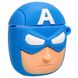 Силиконовый футляр Marvel & DC series для наушников AirPods + карабин (Капитан Америка/Синий)
