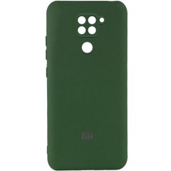 Чехол для Xiaomi Redmi Note 9 / Redmi 10X Silicone Full camera закрытый низ + защита камеры Зеленый / Dark green