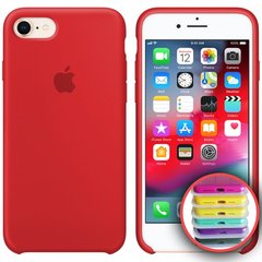 Чехол silicone case for iPhone 7/8 с микрофиброй и закрытым низом Red / Красный