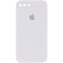 Чохол для Apple iPhone 7 plus / 8 plus Silicone Full camera закритий низ + захист камери (Білий / White) квадратні борти