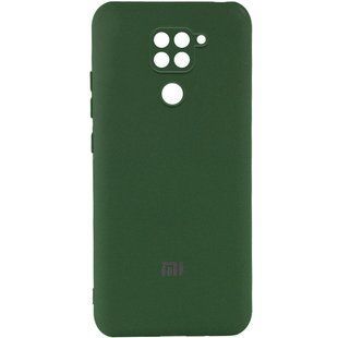 Чехол для Xiaomi Redmi Note 9 / Redmi 10X Silicone Full camera закрытый низ + защита камеры Зеленый / Dark green