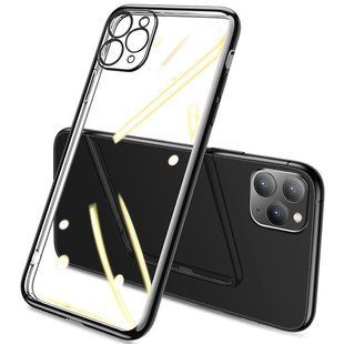 Прозорий силіконовий чохол глянсова окантовка Full Camera для Apple iPhone 12 Pro (6.1"") Чорний