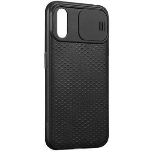 Чехол Camshield Black TPU со шторкой защищающей камеру для Apple iPhone X / XS (5.8") (Черный / Черный)