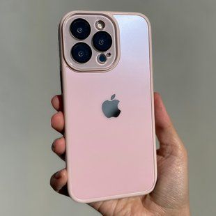 Чохол для iPhone 13 Скляний матовий + скло на камеру з мікрофіброю TPU+Glass Sapphire Midnight Pink Sand