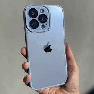 Чехол для iPhone 14 Plus Стеклянный матовый + стекло на камеру с микрофиброй TPU+Glass Sapphire Midnight Blue