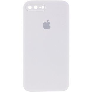 Чехол для Apple iPhone 7 plus / 8 plus Silicone Full camera закрытый низ + защита камеры (Белый / White) квадратные борты