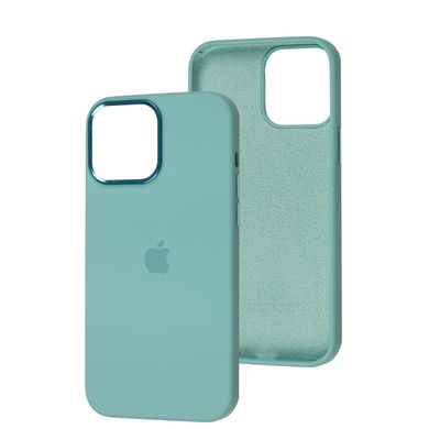 Чохол для iPhone 14 Pro Max Silicone Case Full (Metal Frame and Buttons) з металевою рамкою та кнопками Marine Green