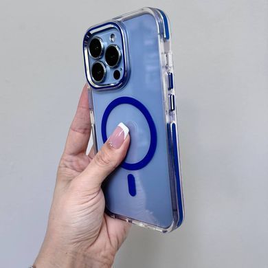 Противоударний прозрачный нежелтеющий чехол для iPhone 14 Pro Max Metal Frame Magsafe Pink