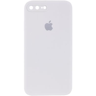 Чехол для Apple iPhone 7 plus / 8 plus Silicone Full camera закрытый низ + защита камеры (Белый / White) квадратные борты