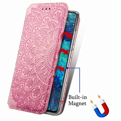 Шкіряний чохол книжка GETMAN Mandala (PU) для Samsung Galaxy A51 (Рожевий)